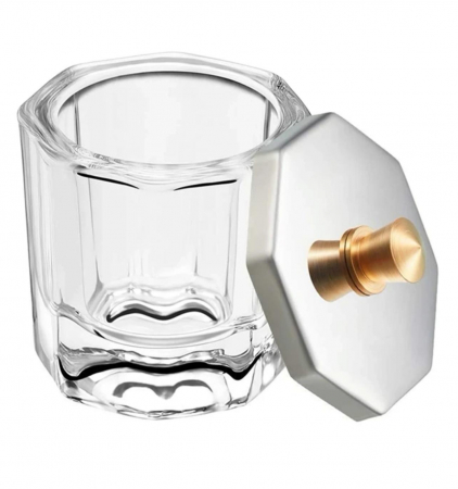 Accesorii și Produse Micropigmentare - Pahar din sticlă pentru henna/vopsea clear cu căpăcel