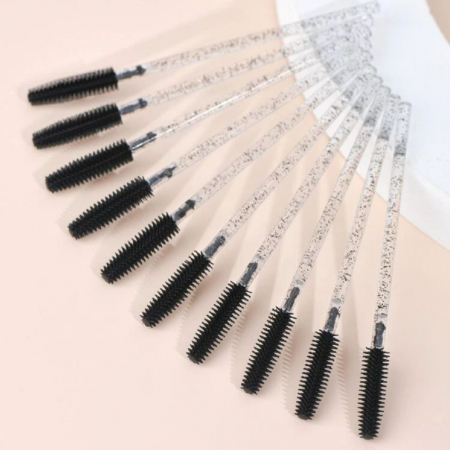 Perie pentru gene - Perii din silicon pentru gene/sprâncene, negru, set de 10 buc