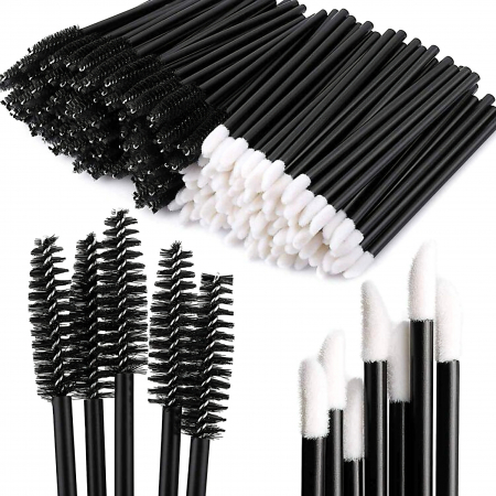 Accesorii și Produse Micropigmentare - Set aplicatoare de unică folosință negre, 100 buc