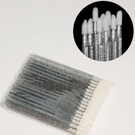 Aplicatoare de unică folosință - Set aplicatoare ruj de unică folosință, sclipici negru, 50 buc