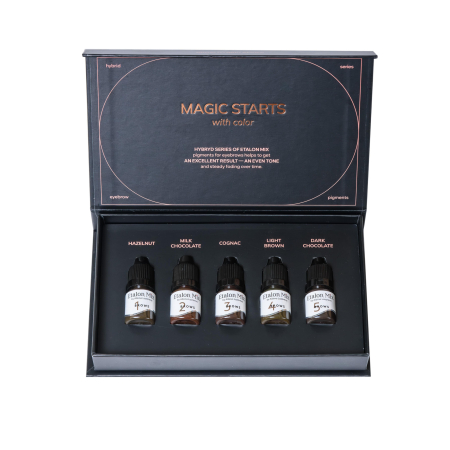 Seturi - Hibrid BROW Set 5 Pigmenti Etalon Mix – Hazelnut, Milk Chocolate, Cognac, Light Brown, Dark Chocolate