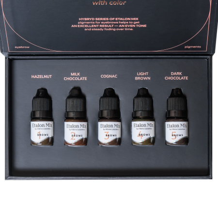 Hibrid BROW Set 5 Pigmenti Etalon Mix – Hazelnut, Milk Chocolate, Cognac, Light Brown, Dark Chocolate [1]