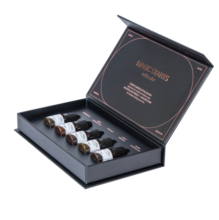 Hibrid BROW Set 5 Pigmenti Etalon Mix – Hazelnut, Milk Chocolate, Cognac, Light Brown, Dark Chocolate [2]