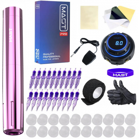 Seturi - Tattoo Kit | Mast Tour Y22 Tattoo Machine Power Supply Advanced Bundle- Pink - MAST