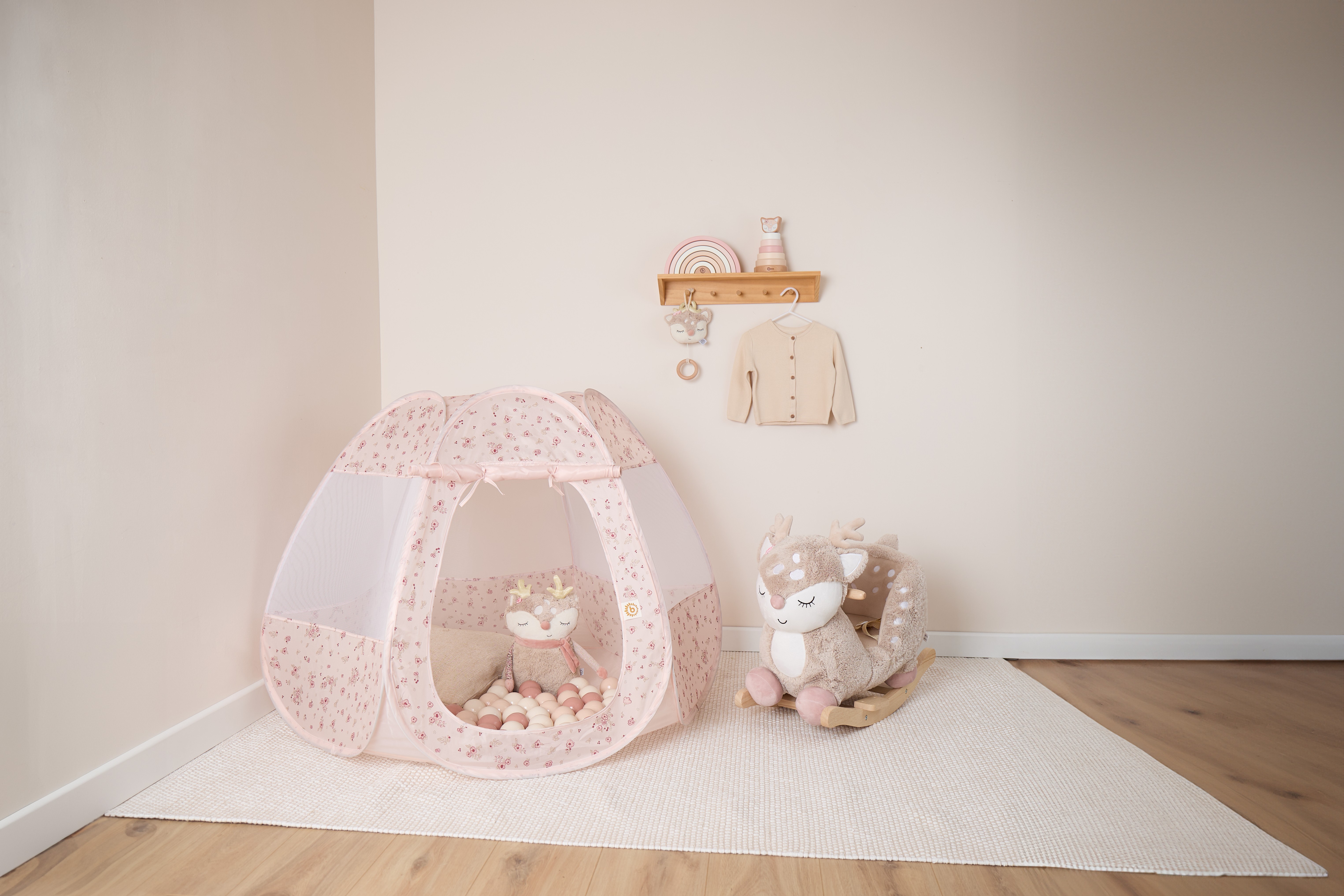 Cort de joacă pentru copii cu 50 bile Dreamy Flowers Bieco, 