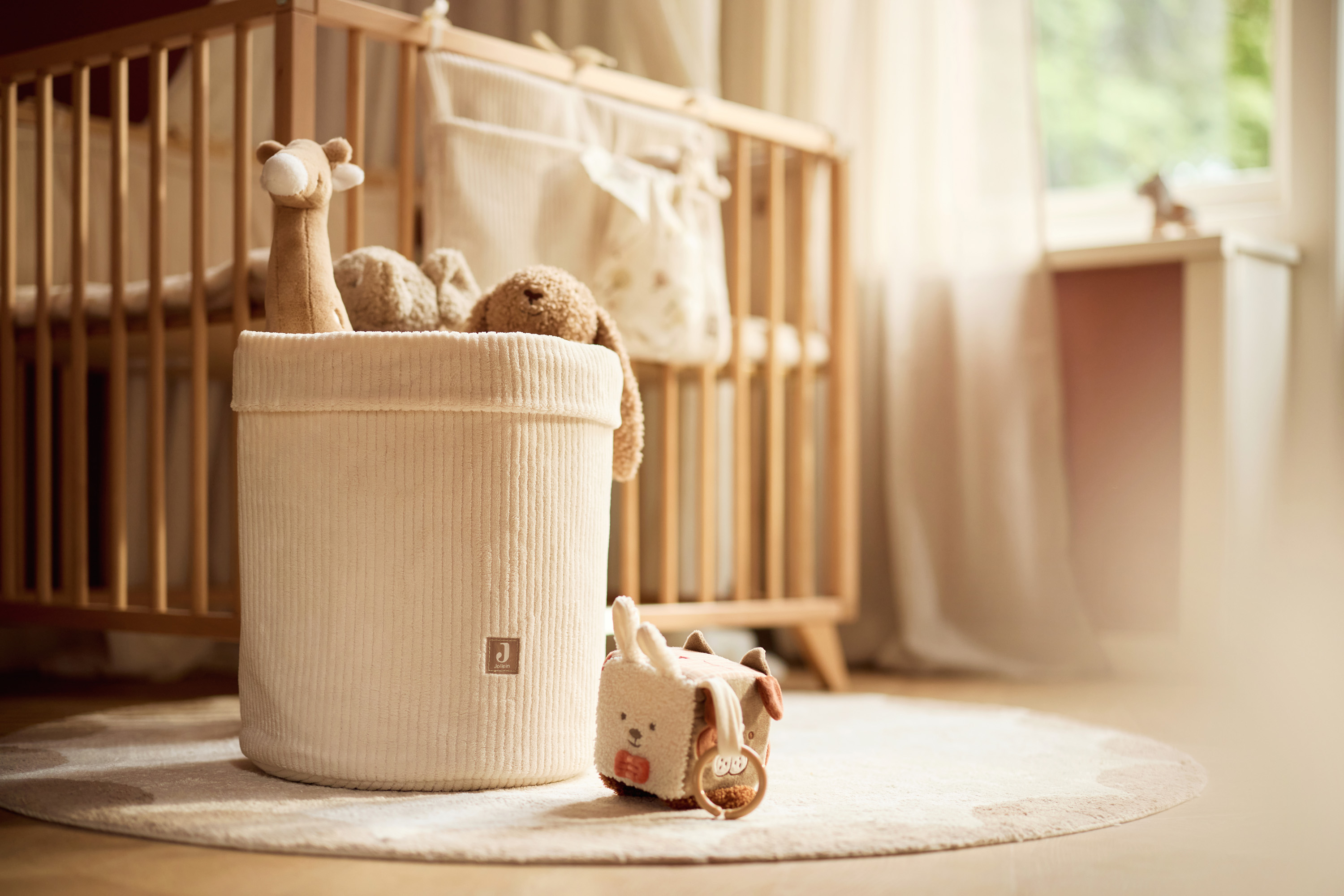 Coș depozitare cameră copii Jollein, model Cloudy Rib Oatmeal