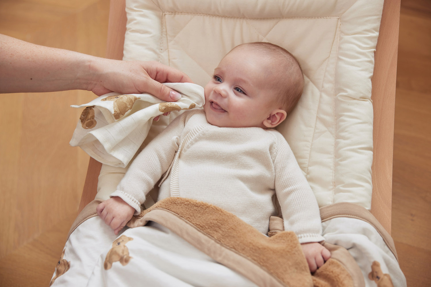 Lavete bebeluși din muselină bumbac 31x31 cm Teddy Bear Jollein