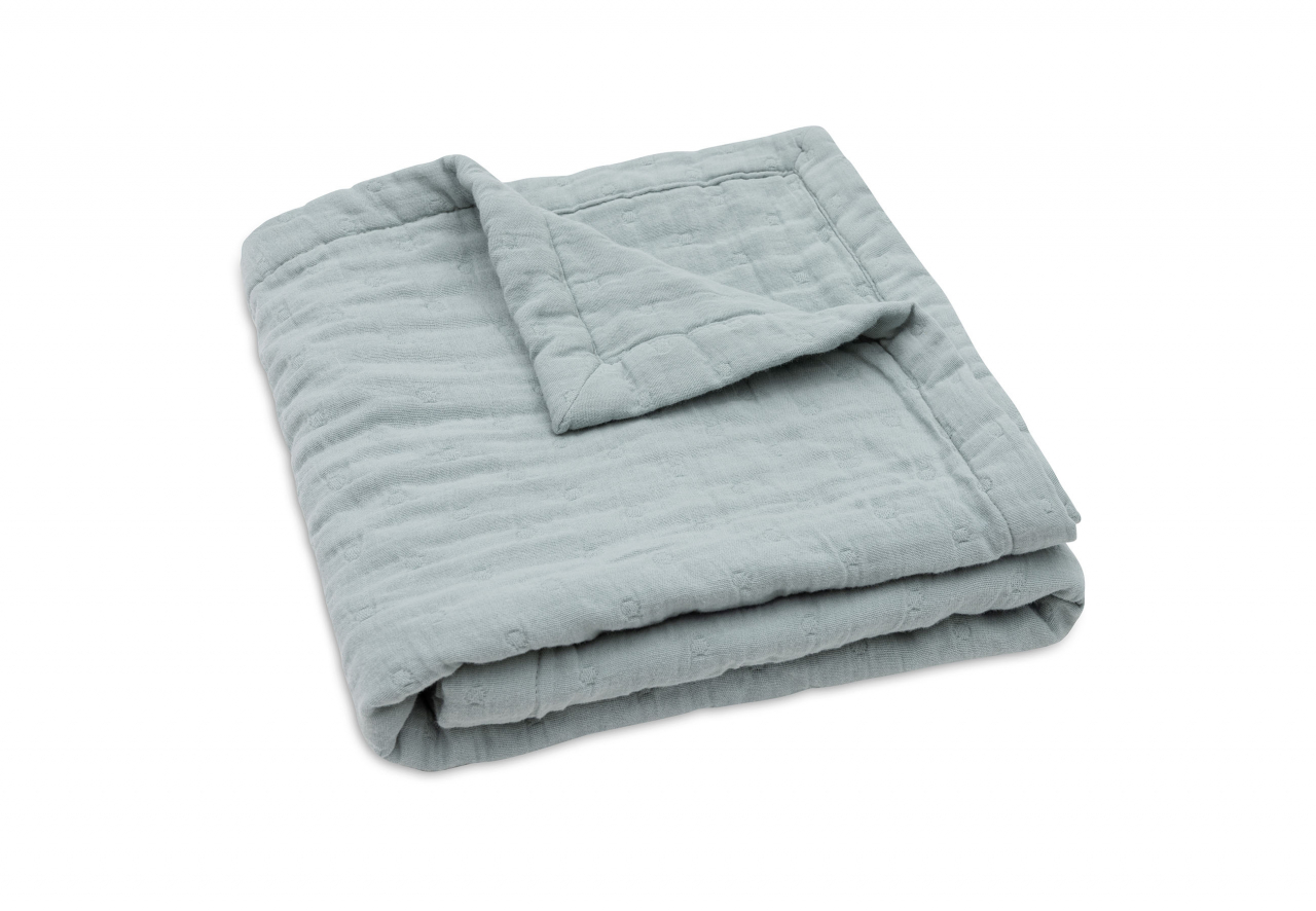 Pătură bebeluși din muselină bumbac organic 100x75 cm Jacquard Sea Green Jollein [3]