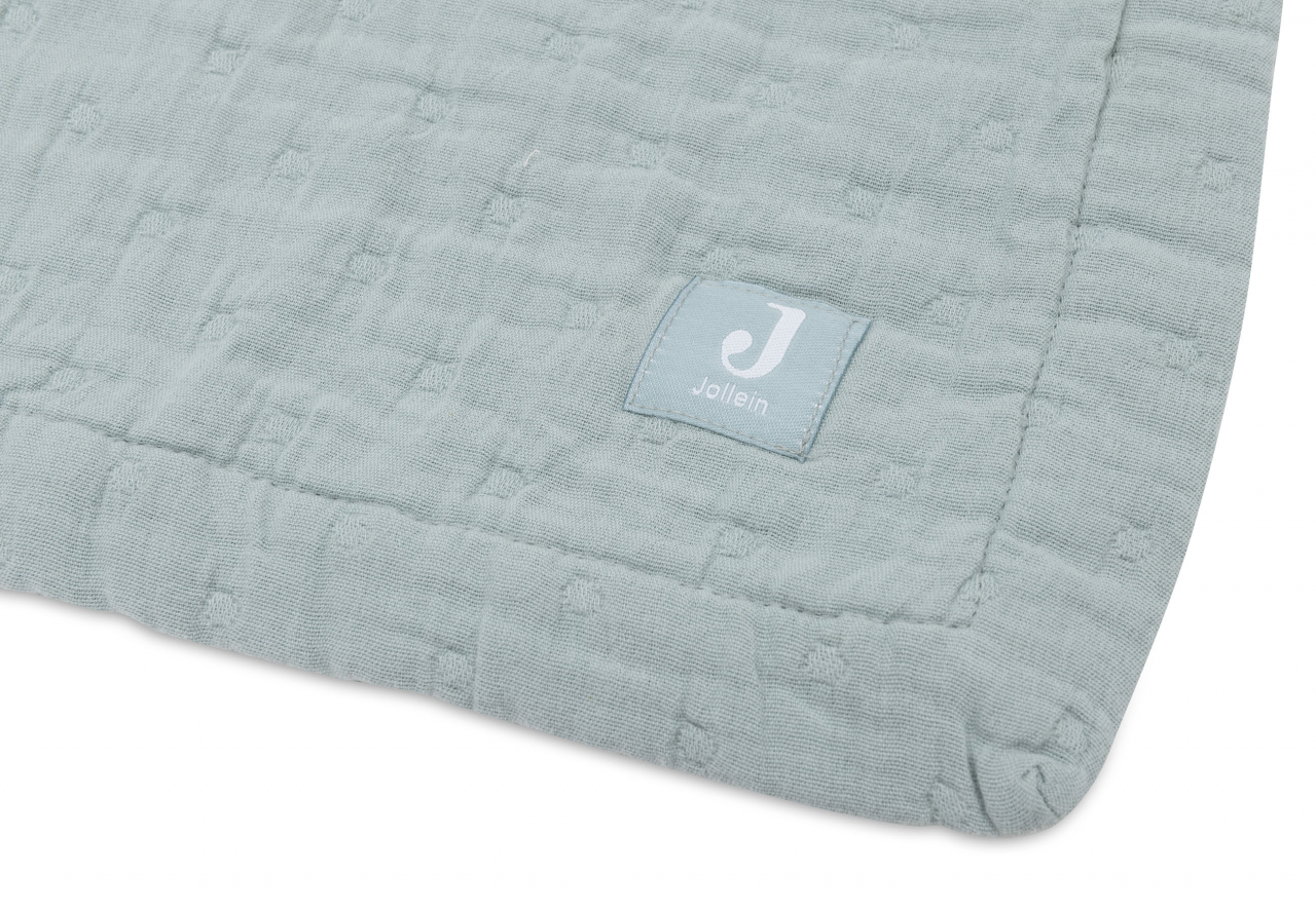 Pătură bebeluși din muselină bumbac organic 100x75 cm Jacquard Sea Green Jollein [5]