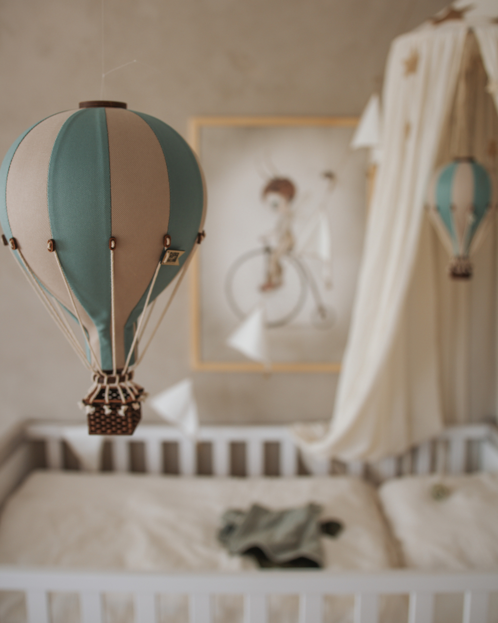 Balon decorativ cu aer cald bej verde 33 cm [2]