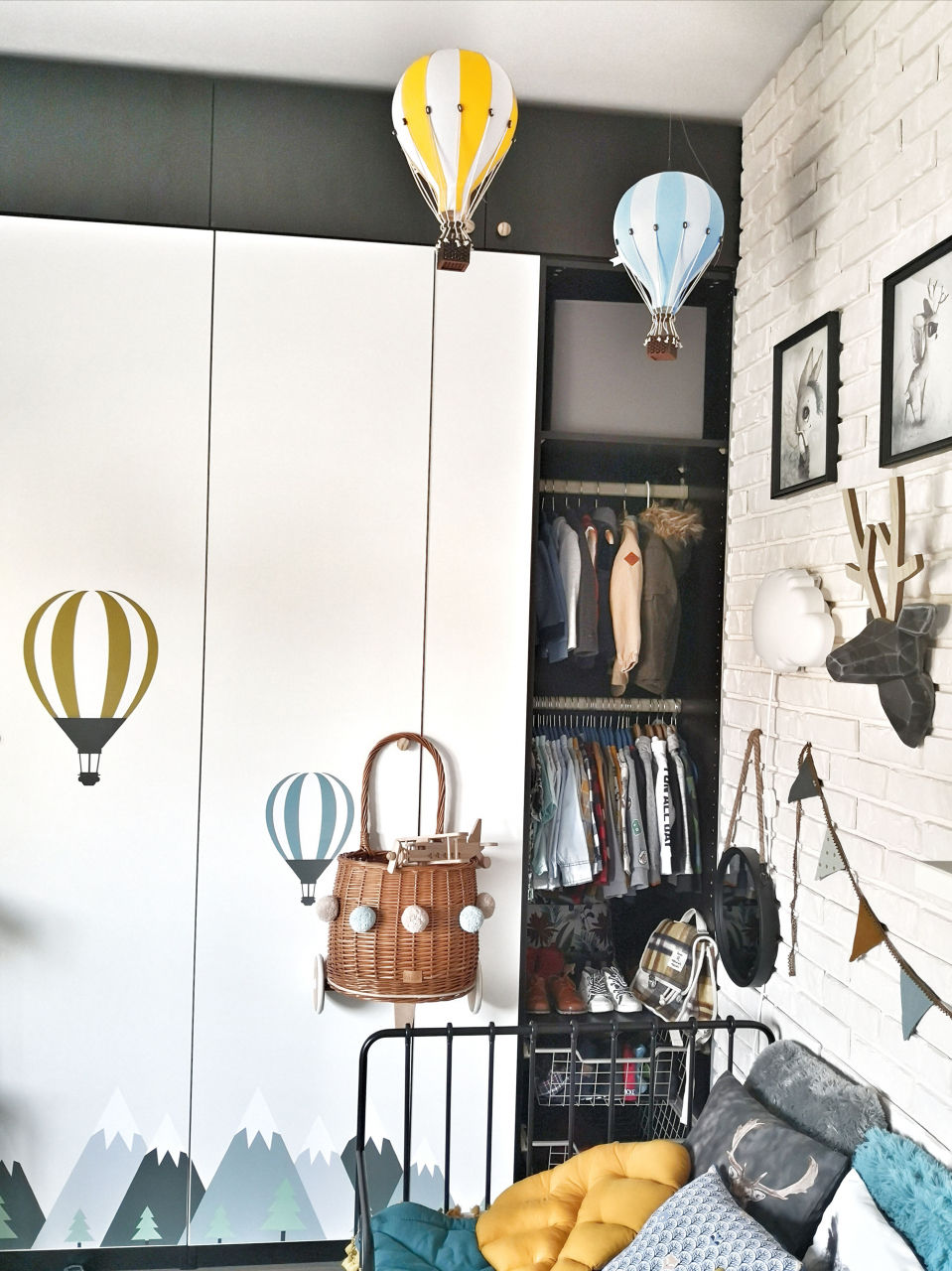 Balon decorativ cu aer cald bleu alb 28 cm [2]