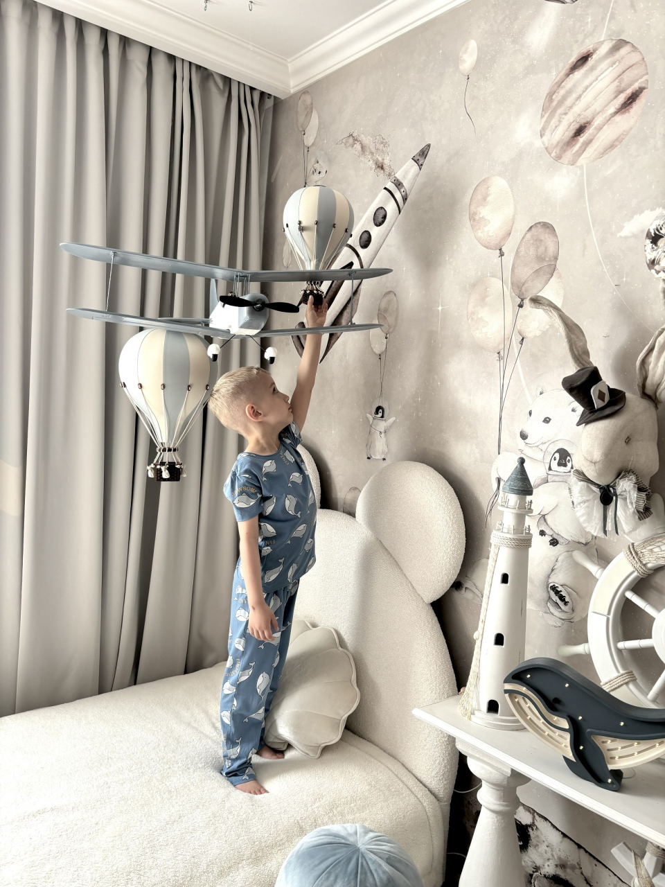 Balon decorativ cu aer cald Cream/Mint Grey 28 cm – Superballoon [3]