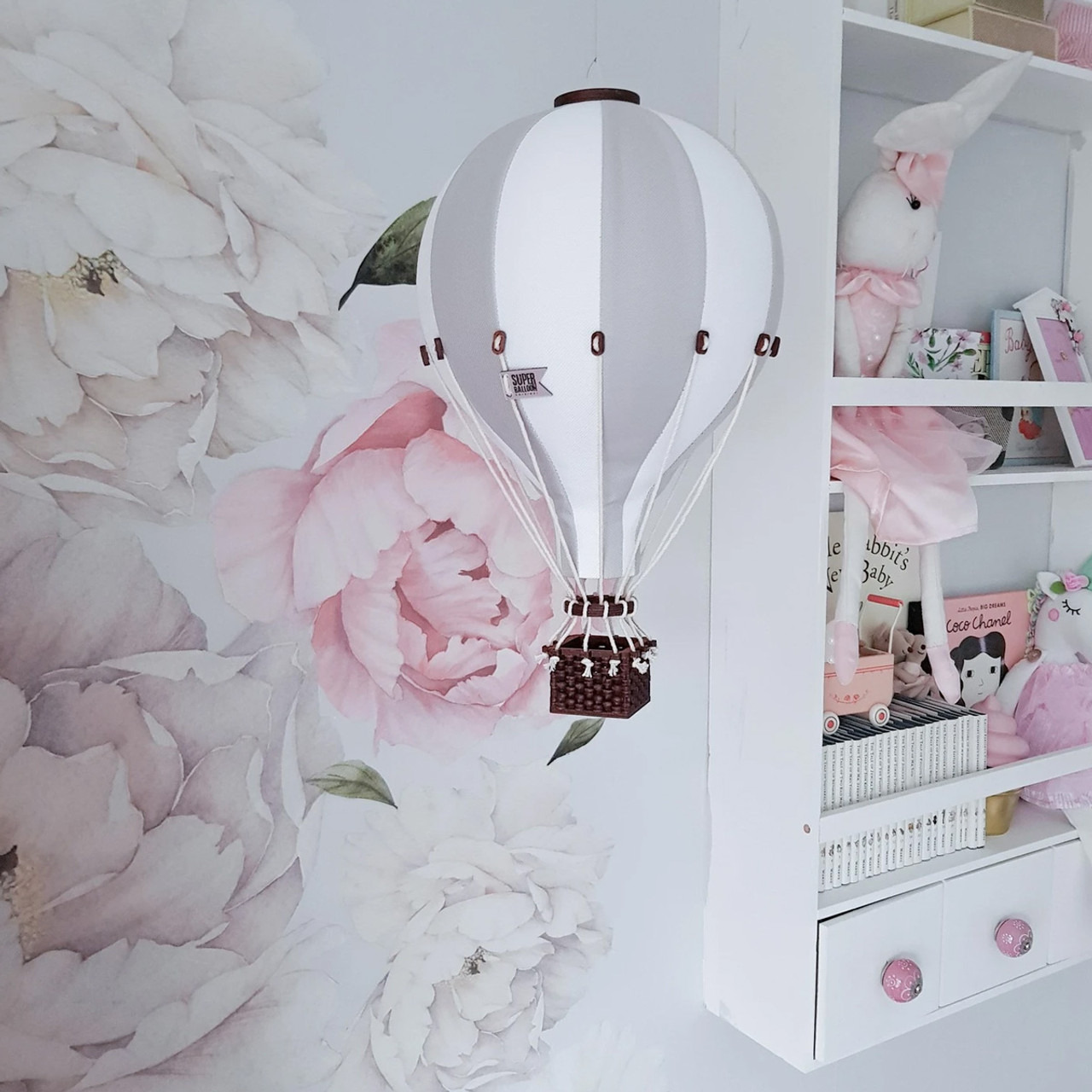Balon decorativ cu aer cald gri și alb – 28 cm | Decor cameră bebeluș [3]