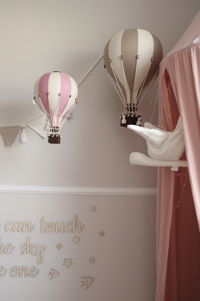 Balon decorativ cu aer cald roz alb 28 cm [10]