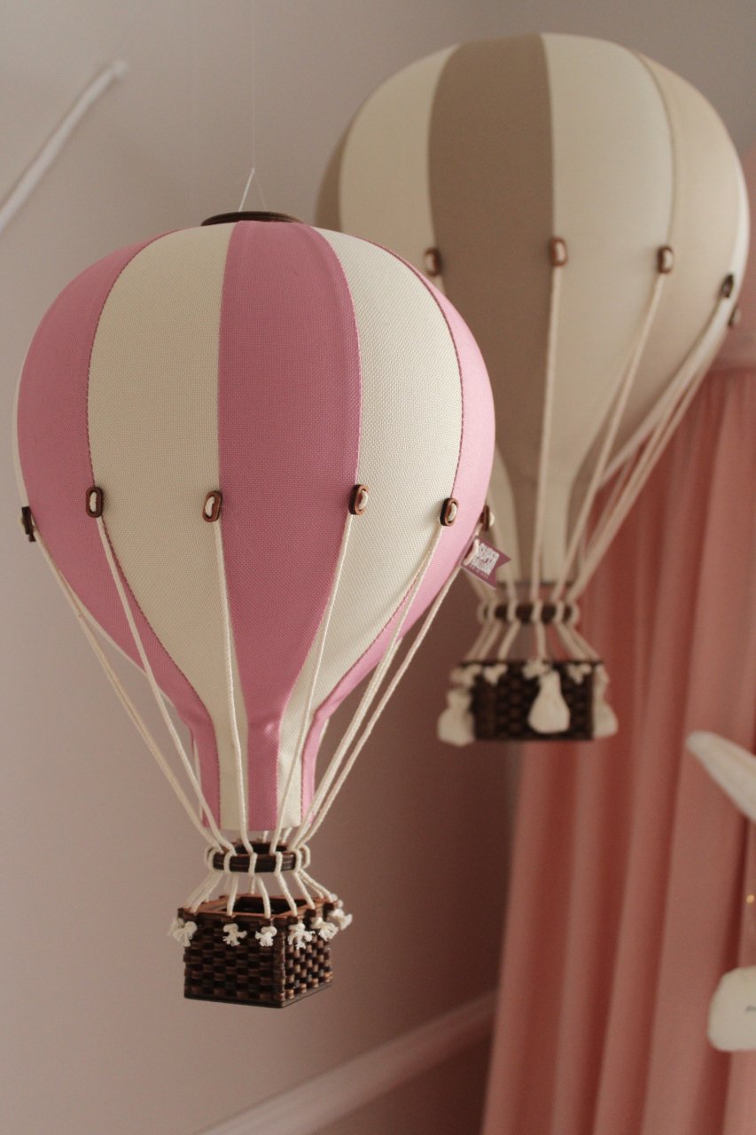 Balon decorativ cu aer cald roz alb 33 cm [3]