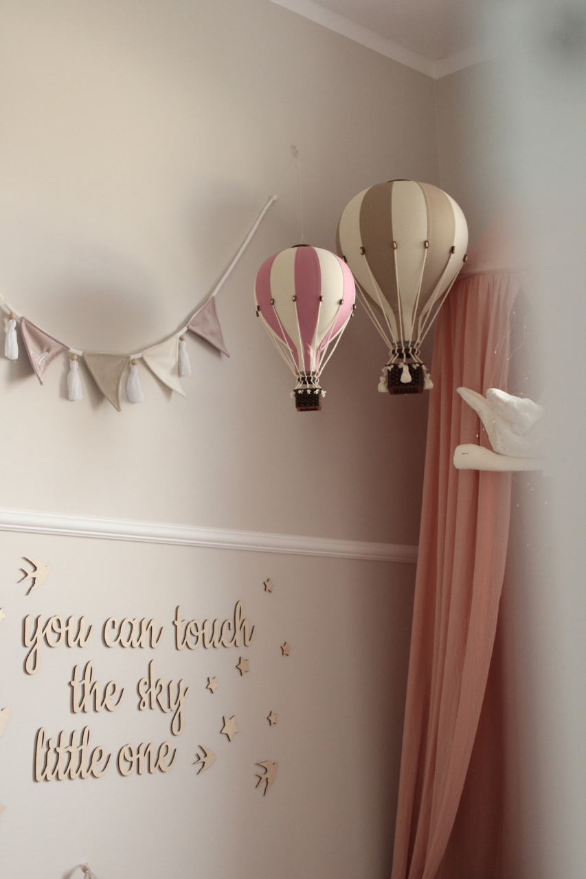Balon decorativ cu aer cald roz alb 33 cm [6]