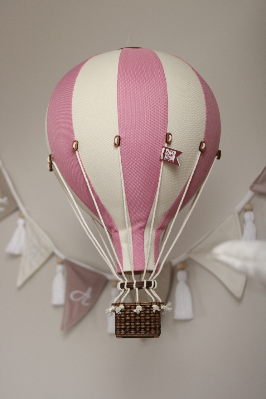 Balon decorativ cu aer cald roz alb 33 cm [2]