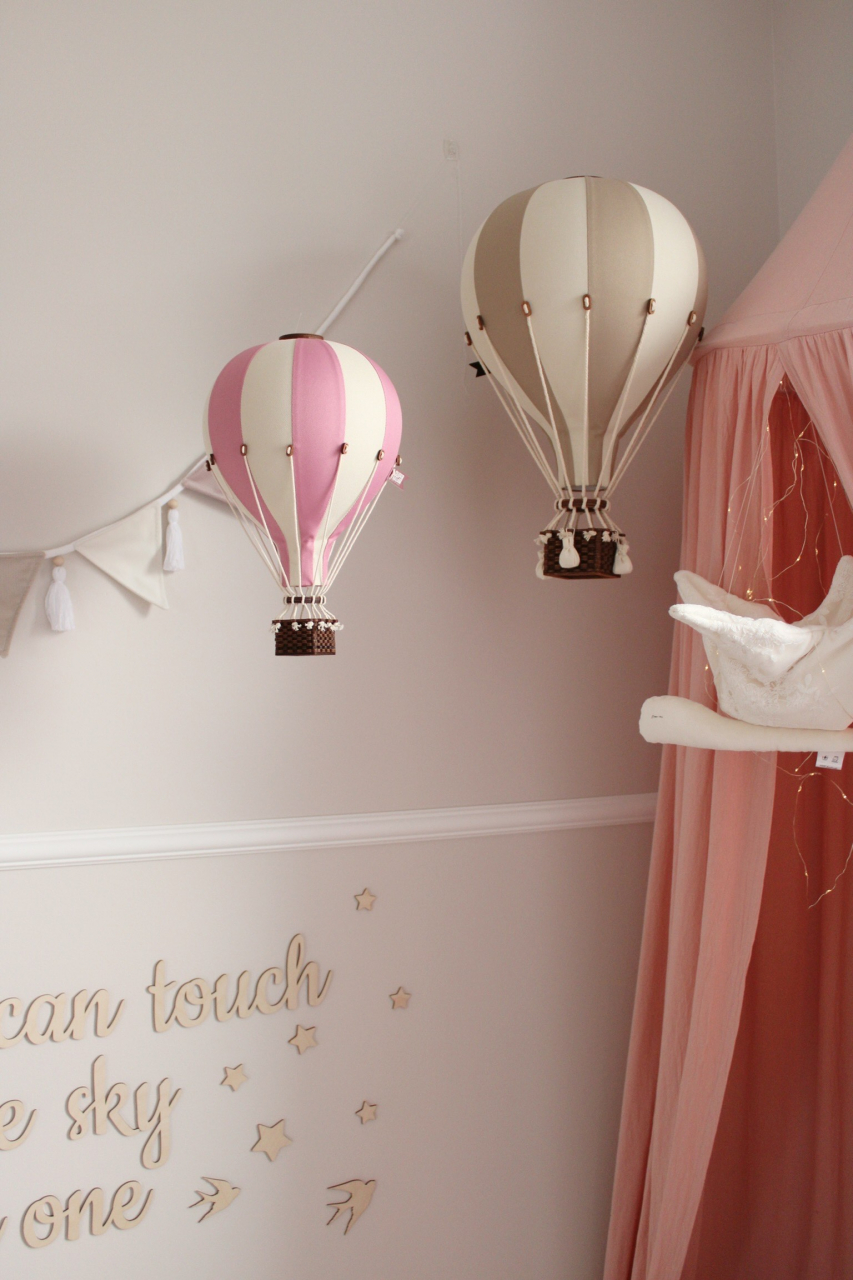 Balon decorativ cu aer cald roz alb 33 cm [4]