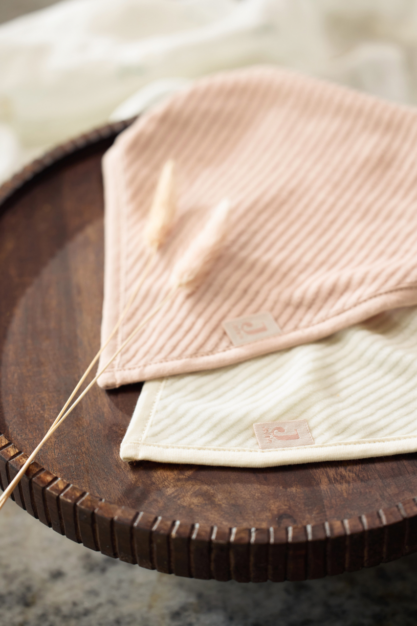 Bavete bebeluși din bumbac Oeko-Tex set de 2 bucati velvet Wild Rose Ivory Jollein [4]
