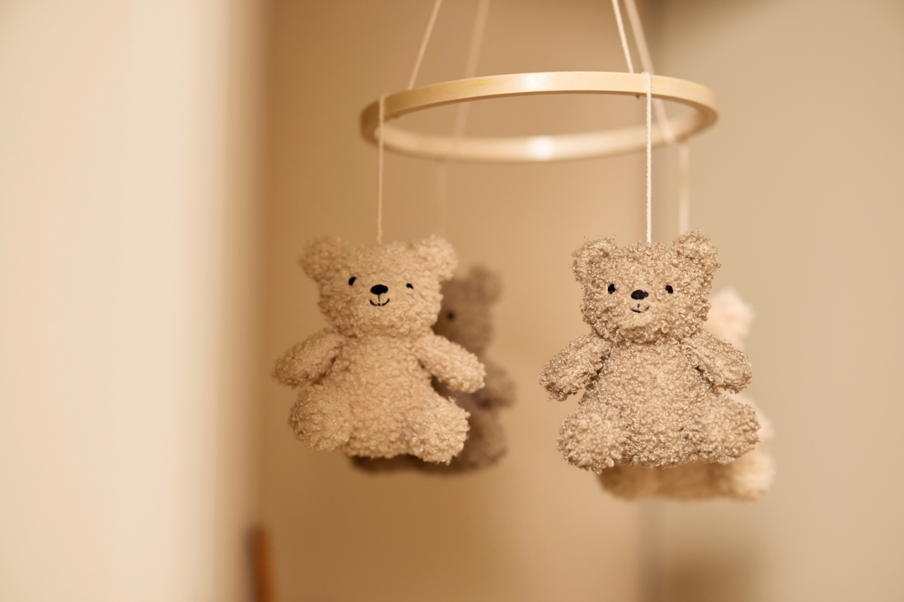 Carusel decorativ pentru pătuț bebeluși cu ursuleți Teddy Bear Olive Green Naturel Jollein [5]