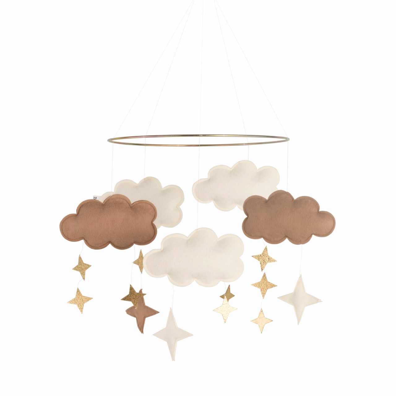 Carusel decorativ pentru pătuț bebeluși cu norișori din fetru Fantasy Clouds -Natural Camel [1]