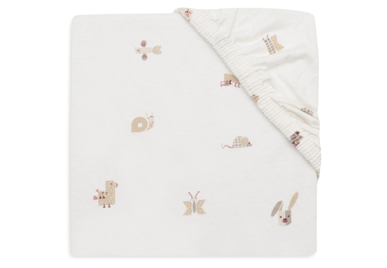Cearceaf pătuț bebeluși cu elastic 120 x 60 cm din bumbac Oeko-Tex Animal Friends Jollein [3]