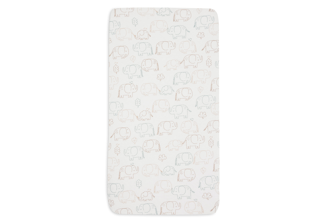 Cearceaf pătuț bebeluși cu elastic 120 x 60 cm din bumbac Oeko-Tex Elephant Tales Jollein [2]