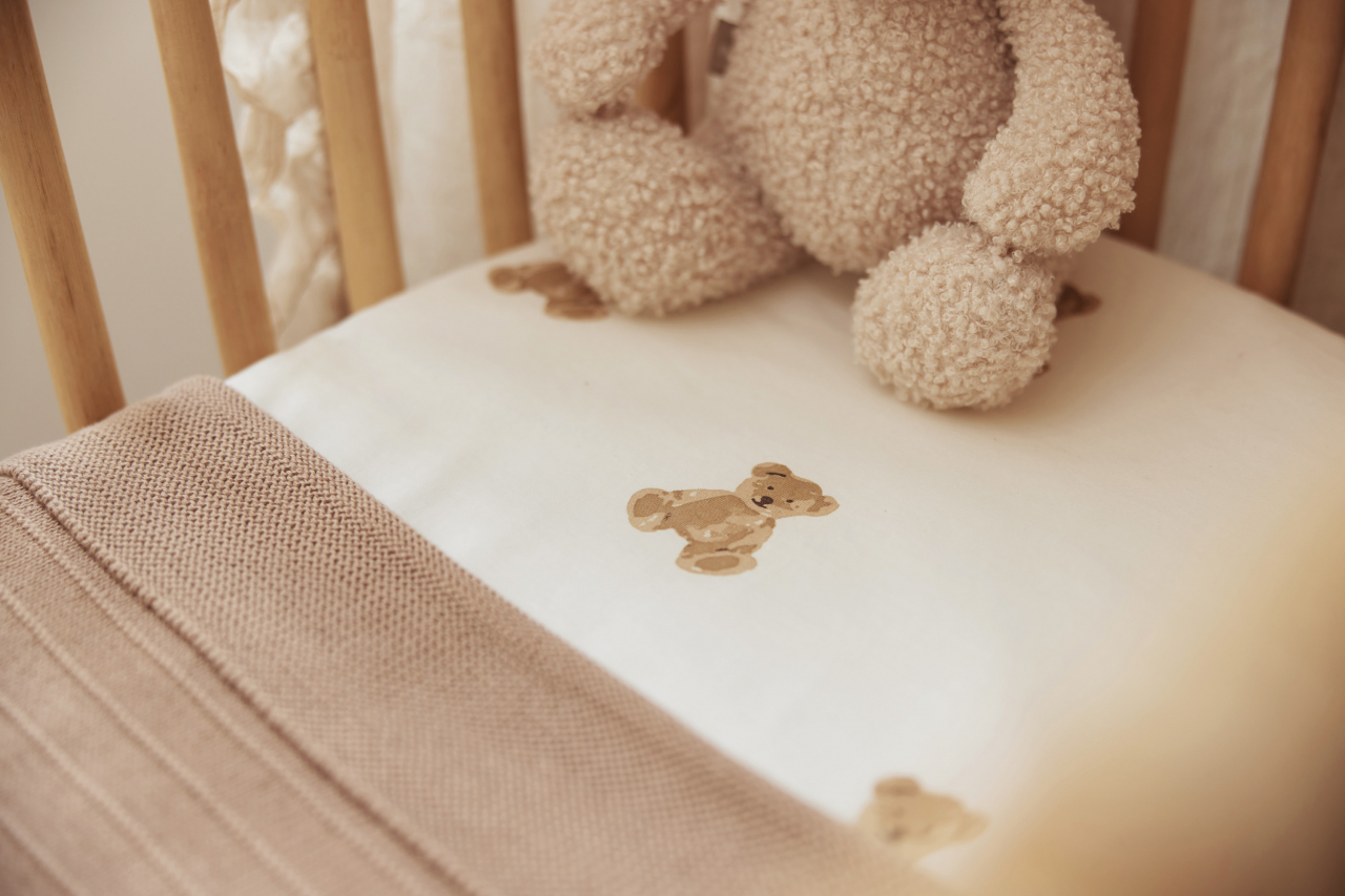 Cearceaf pătuț din bumbac 140x70 cm Teddy Bear Jollein [4]