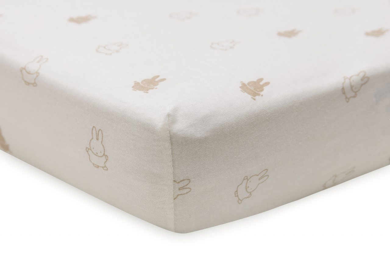 Cearceaf pentru pătuț din bumbac Oeko-tex 120 x 60 cm Happy Miffy Nougat Jollein [3]