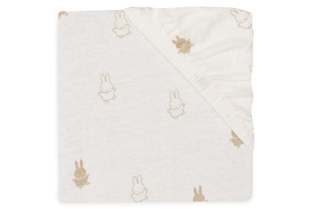 Cearceaf pentru pătuț din bumbac Oeko-tex 120 x 60 cm Happy Miffy Nougat Jollein [2]