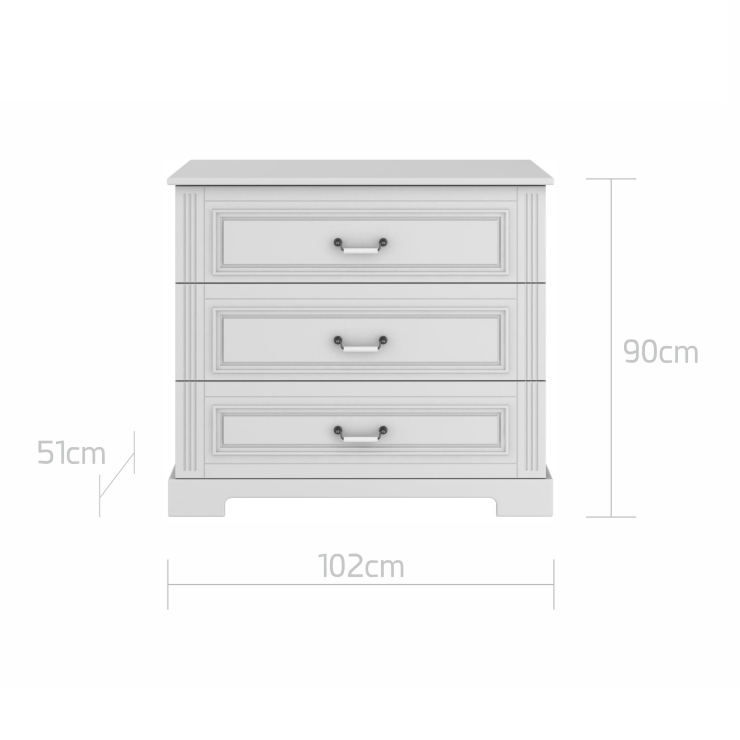 Comoda eleganta alba Ines cu 3 sertare, MDF [7]