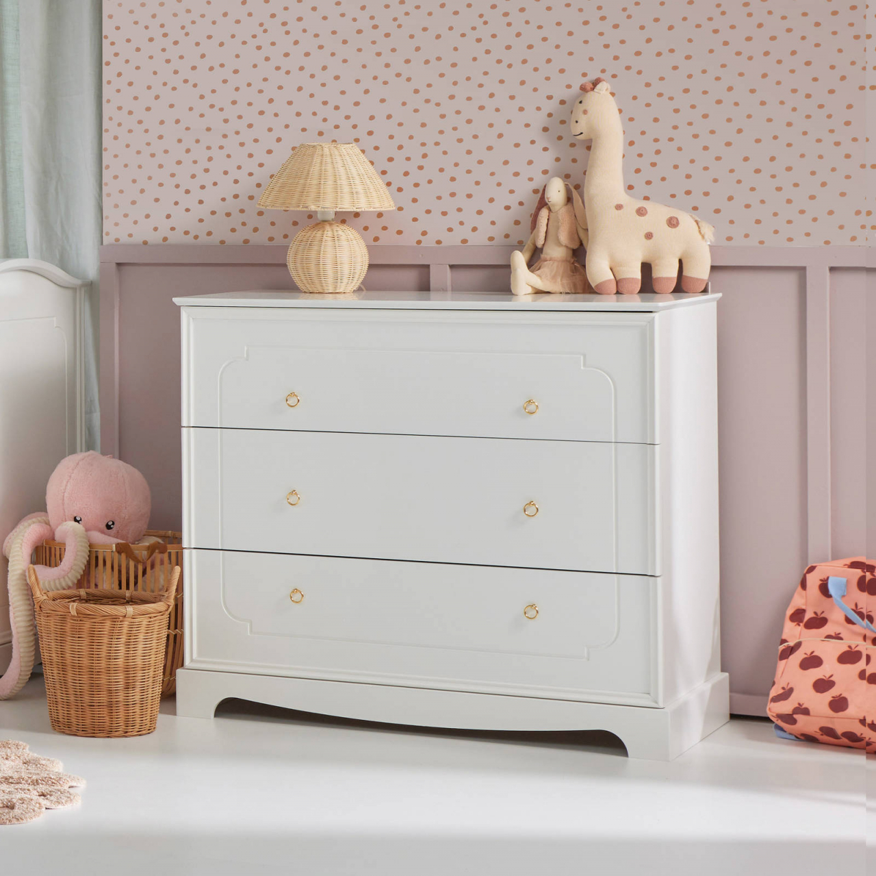 Comoda eleganta alba Royal cu 3 sertare, MDF [2]
