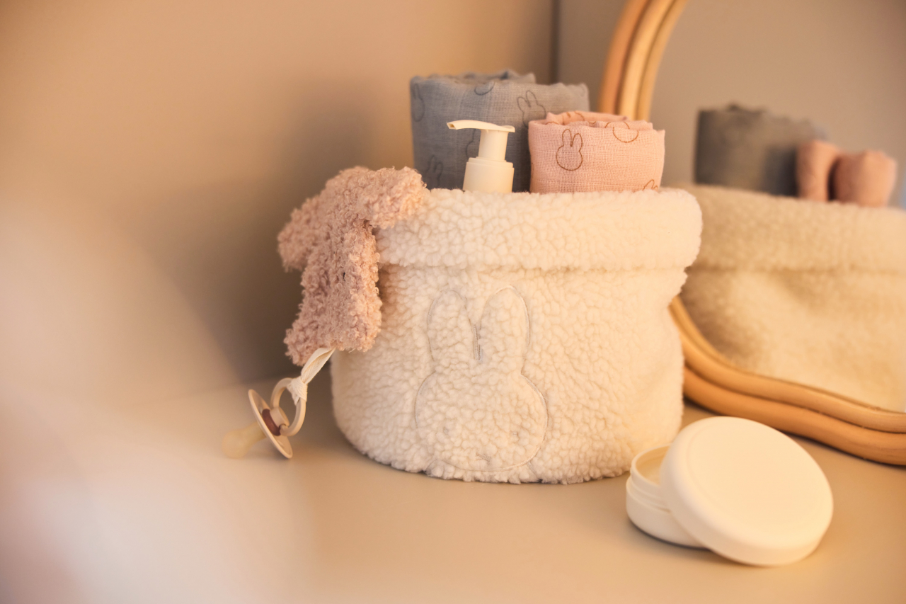 Coș de depozitare Miffy Teddy din pluș moale ivory Jollein [3]