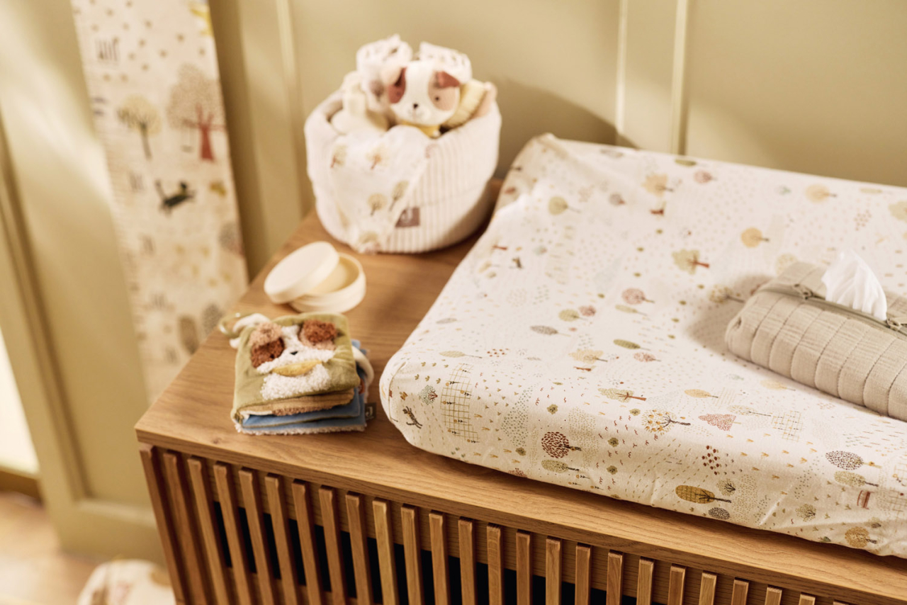 Coș de depozitare pentru comoda din camera copilului Cloudy Rib Oatmeal – Jollein [5]