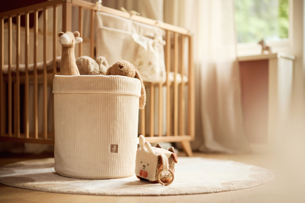 Coș depozitare cameră copii Ivory Cloudy Rib Oatmeal Jollein [5]