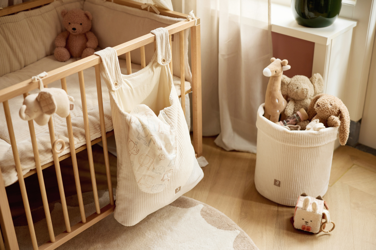 Coș depozitare cameră copii Ivory Cloudy Rib Oatmeal Jollein [3]