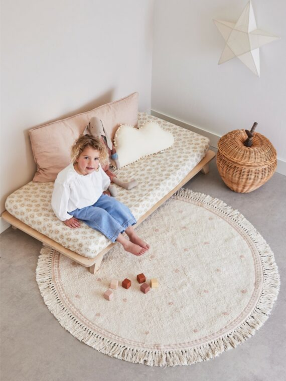 Covor rotund Emma Dots Pink – Tapis Petit, crem cu buline roz 130 cm [2]