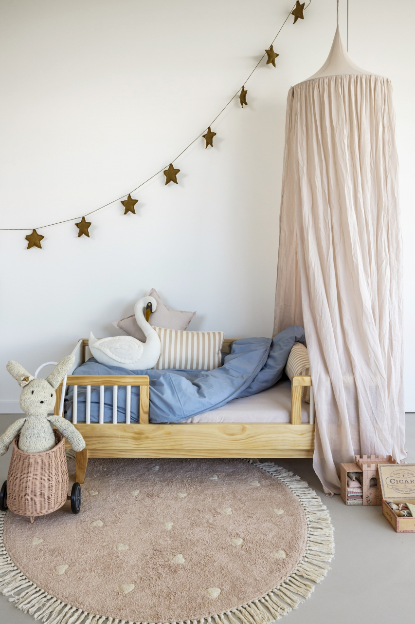 Covor rotund din bumbac Fleur - Tapis Petit, roz cu inimioare [6]