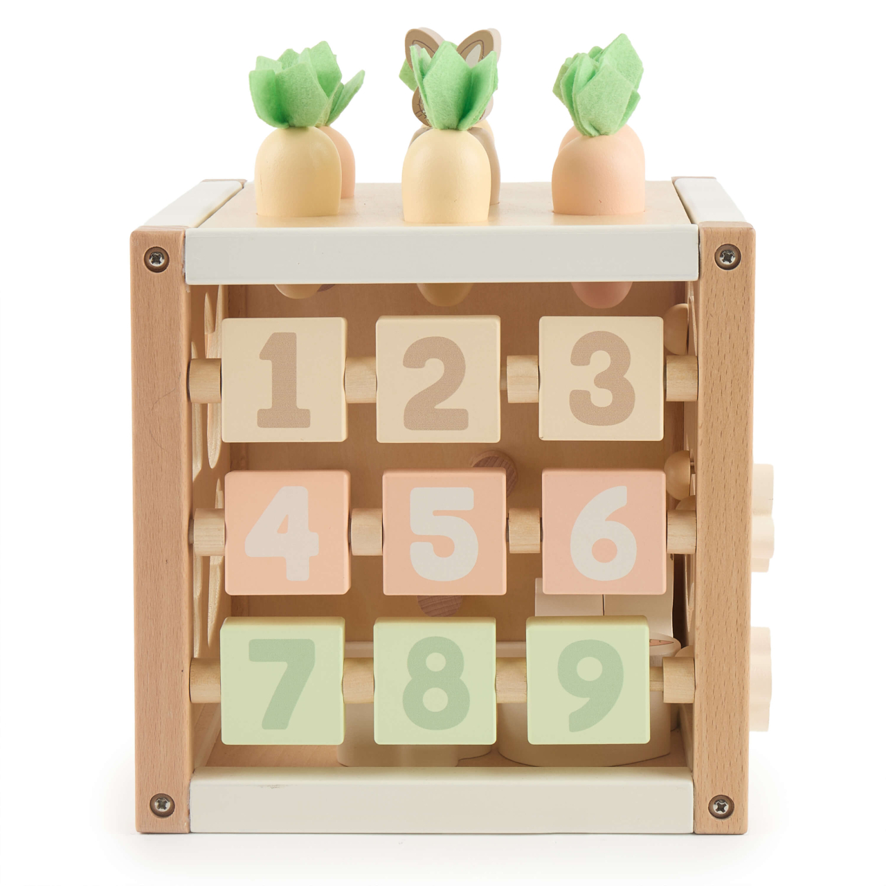 Cub cu activități montessori din lemn pentru bebeluși 5 în 1, Bunny Fine Bieco [11]