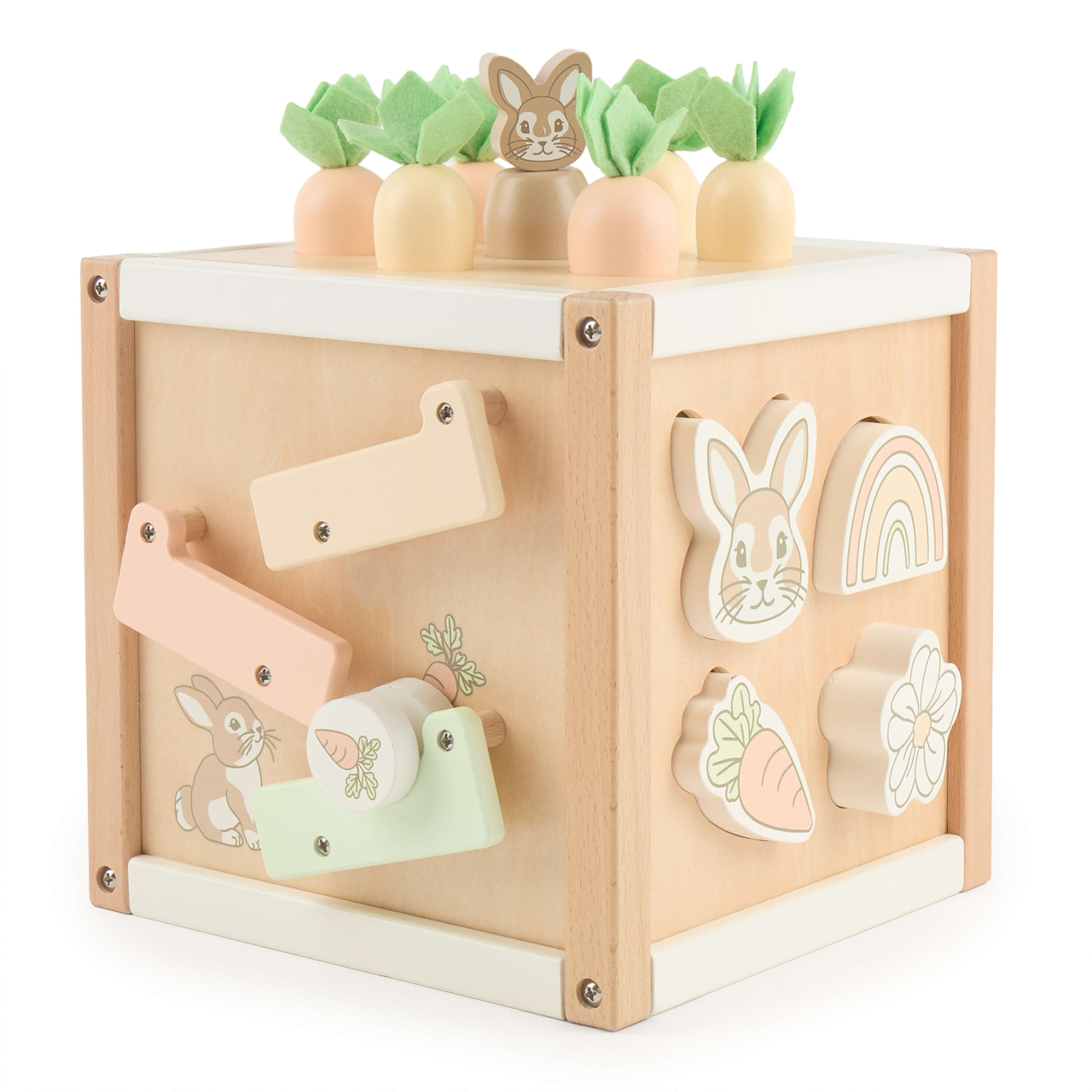 Cub cu activități montessori din lemn pentru bebeluși 5 în 1, Bunny Fine Bieco [9]
