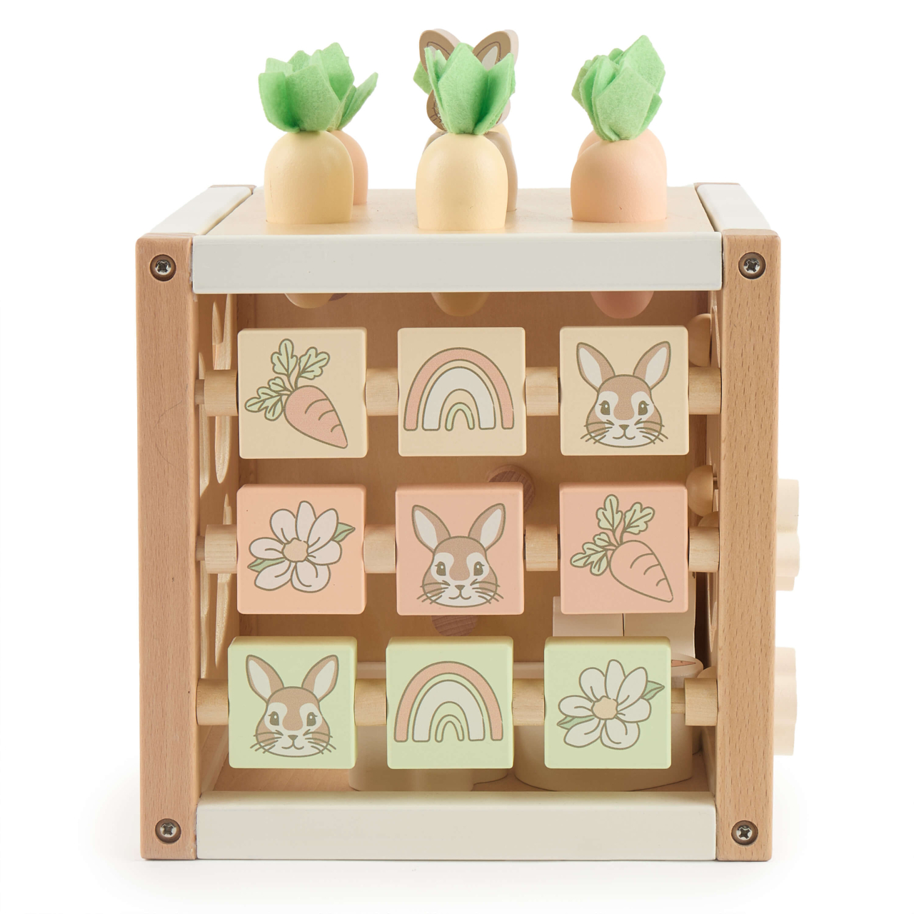 Cub cu activități montessori din lemn pentru bebeluși 5 în 1, Bunny Fine Bieco [10]