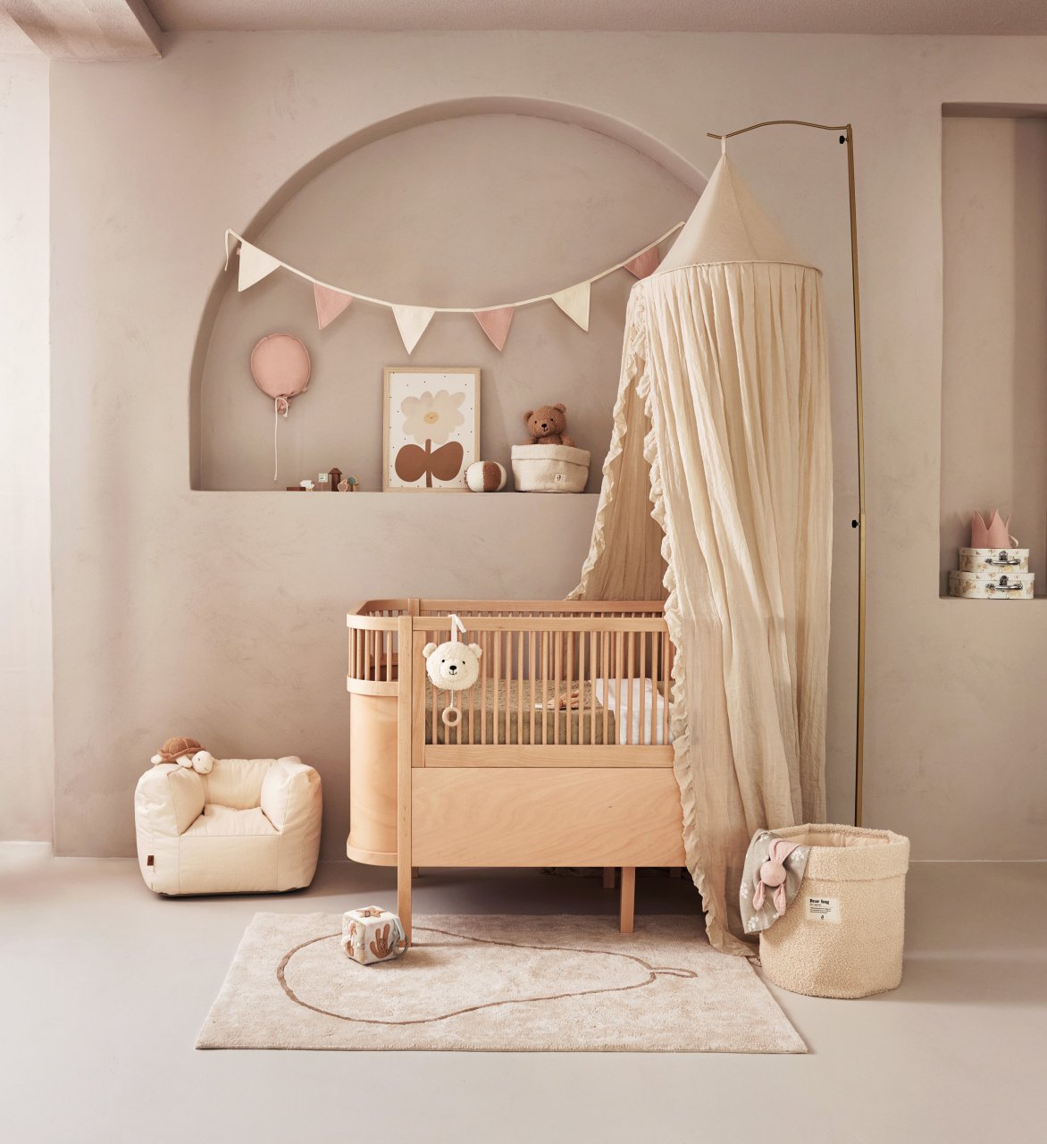Ghirlandă decorativă din bumbac muselină - Roz Ivory - Jollein [3]