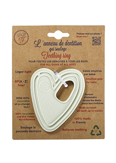 Jucărie dentiție bebeluși inimioară verde mentă, Le Biberon Francais [2]