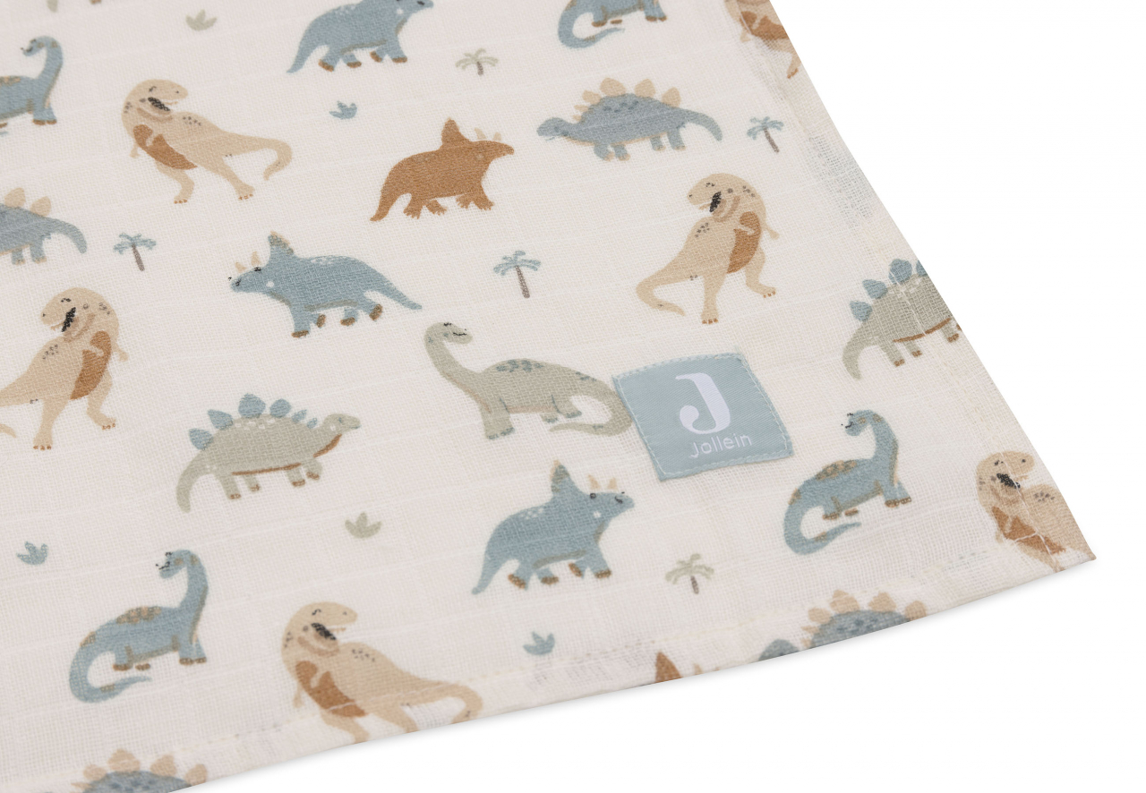 Muselină bebeluși bumbac set 2 bucati 115x115 cm cu dinozauri Roarsome Jollein [3]