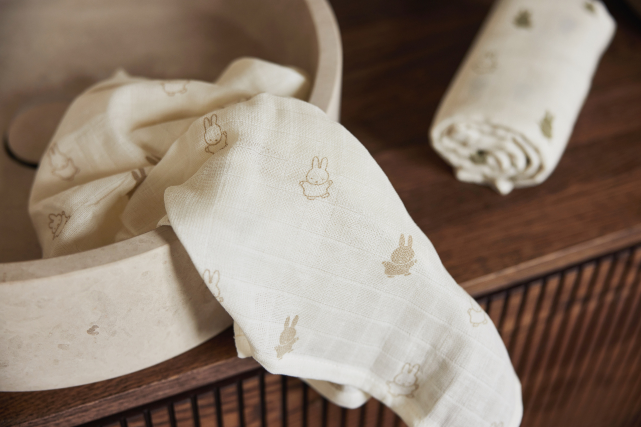 Muselină bebeluși bumbac set 3 bucati 70x70 cm ivory Miffy Jollein [4]