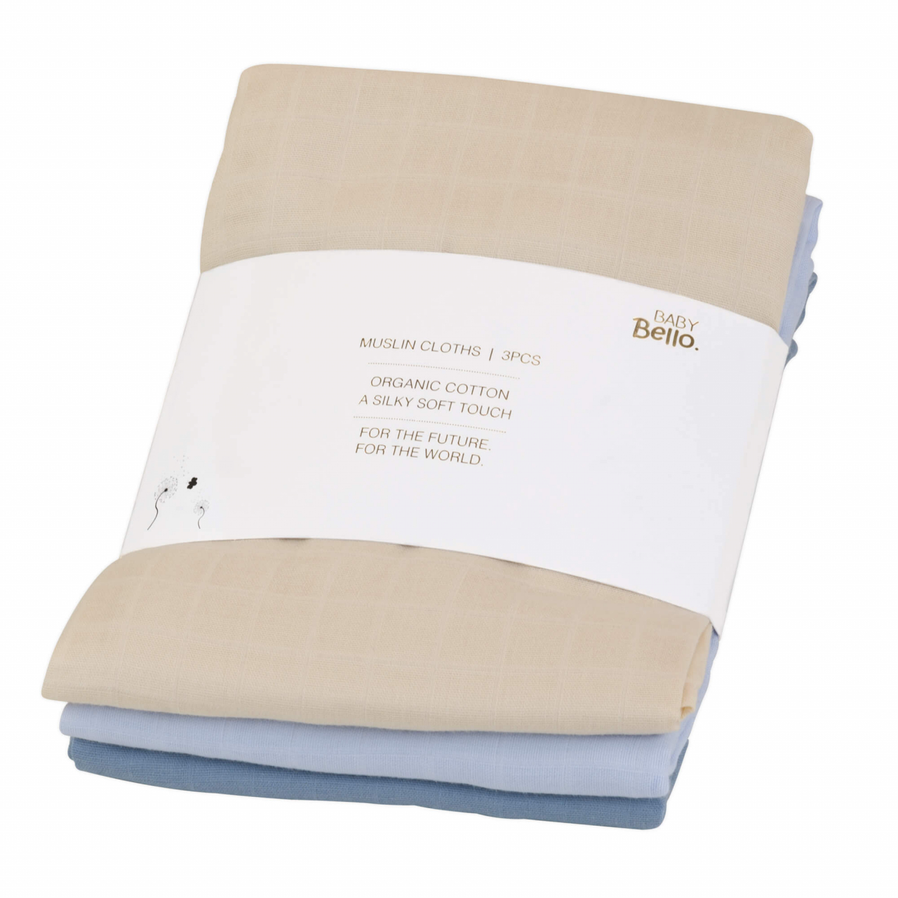 Muselină bebeluși din bumbac organic set 3 bucati Cashmere Blue BabyBello [1]