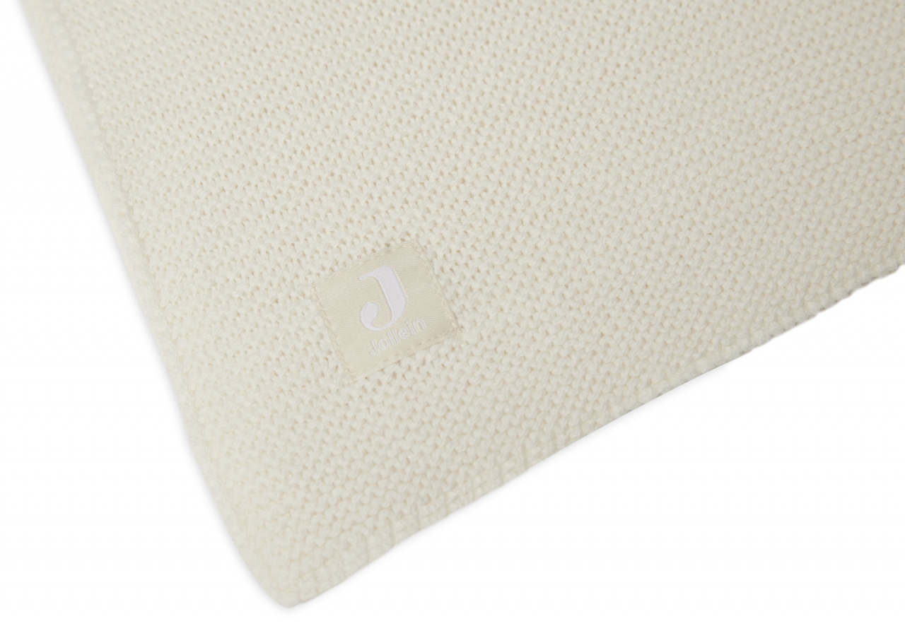 Pătură bebeluși tricotată bumbac Basic Knit Ivory 100x75 cm Jollein [2]