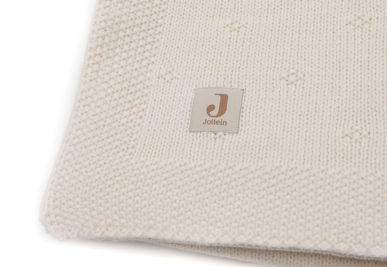 Pătură bebeluși tricotată bumbac organic 100x75 cm Cozy Knit Ivory Jollein [3]
