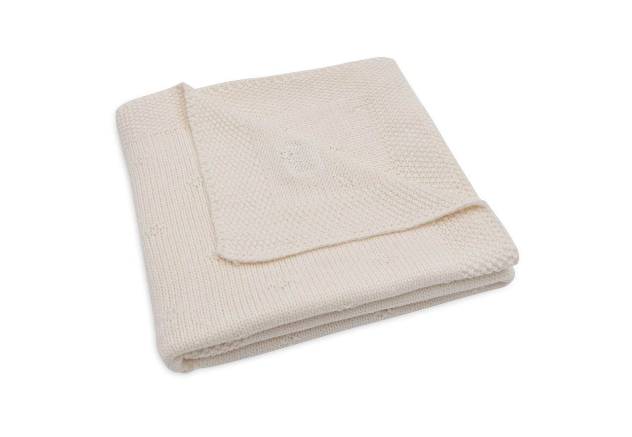 Pătură bebeluși tricotată bumbac organic 100x75 cm Cozy Knit Ivory Jollein [4]