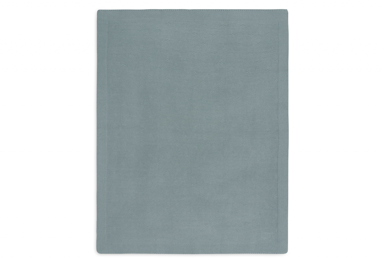 Pătură bebeluși tricotată din bumbac organic pentru bebeluși 100x75 cm Cozy Knit Sea Green Jollein [2]
